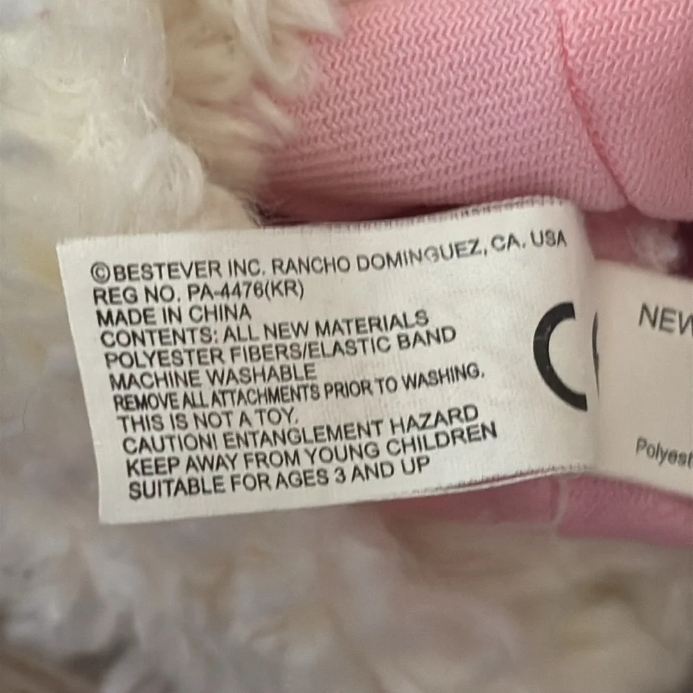 PRE OWNED VINTAGE BESTEVER PINK FAUX FUR GIRL'S POODLE SCARF AND POODLE MITTENS